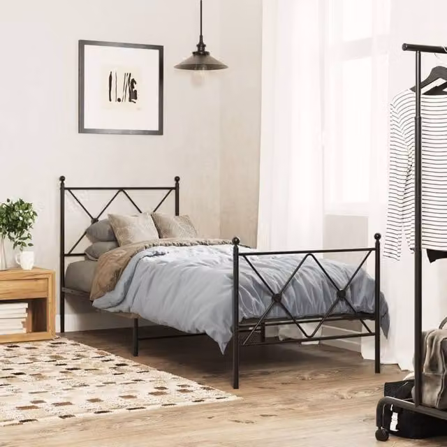 Berkfield Home Metal Headboard in Black, Width: 75 cm
