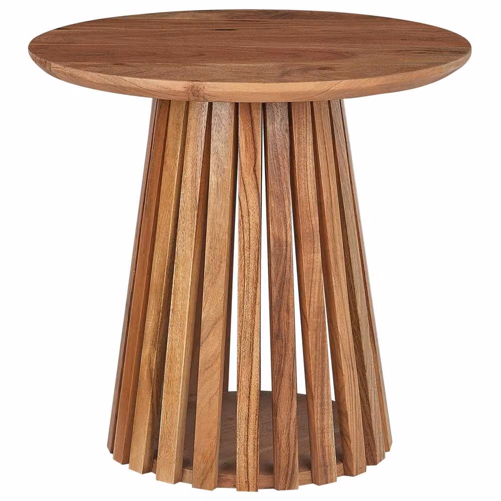 Wyld and Coco Aria Round Acacia Wood Coffee Table, Dark Brown, W/D/H: 50 x 50 x 48 cm – 2