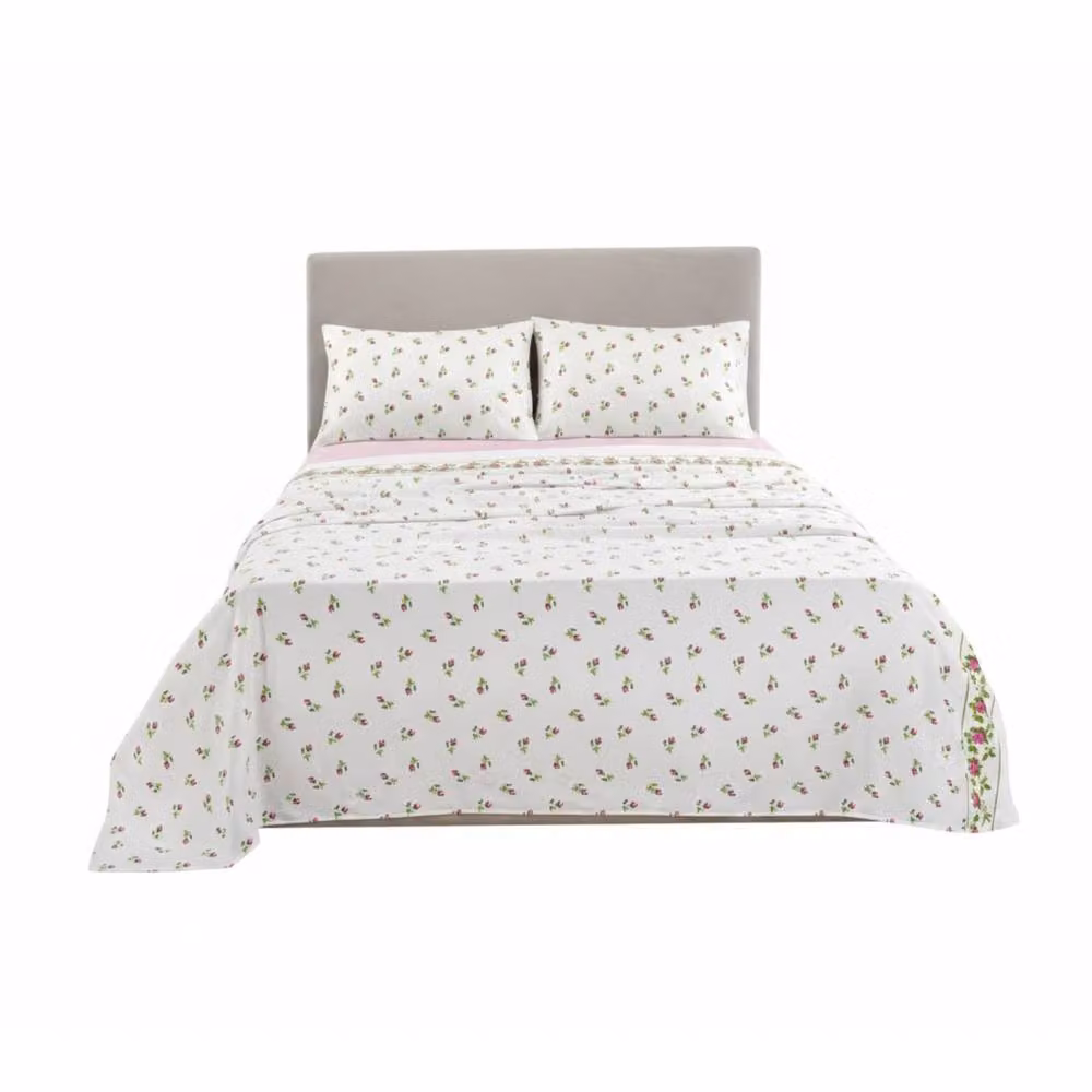 Snug City Pink Floral Brushed Cotton Flannelette Fitted Sheet and Matching Pillowcase Set, W/D/H: 180 x 200 cm – 2