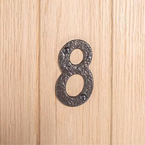 Hammer and Tongs Rustic Metal Number 8 Wall Numeral in Grey, Pack of 2 – 5