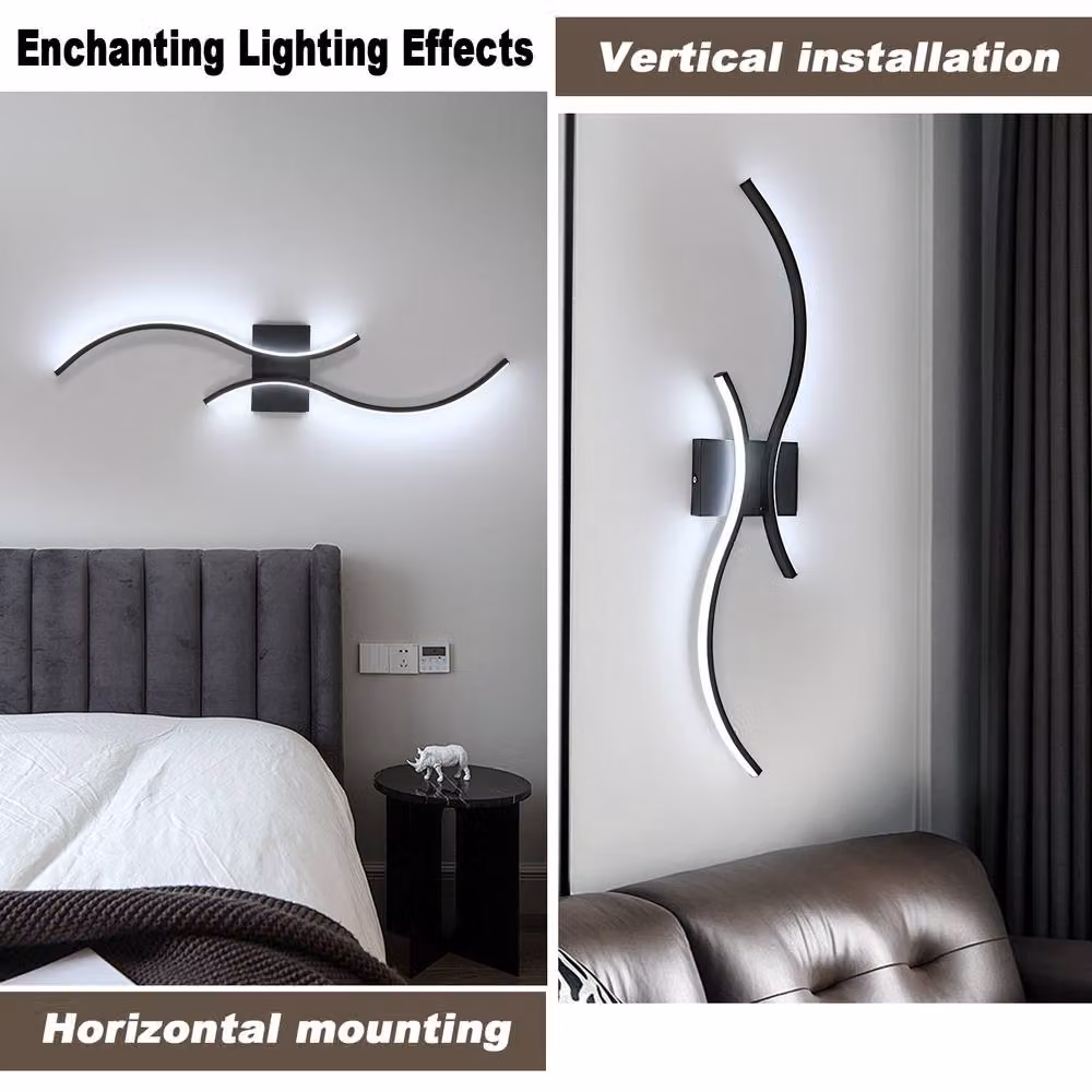 Pheashine Modern LED Curved Wall Sconce in Black, 27W, 6500K Cool White, 80 cm – 2