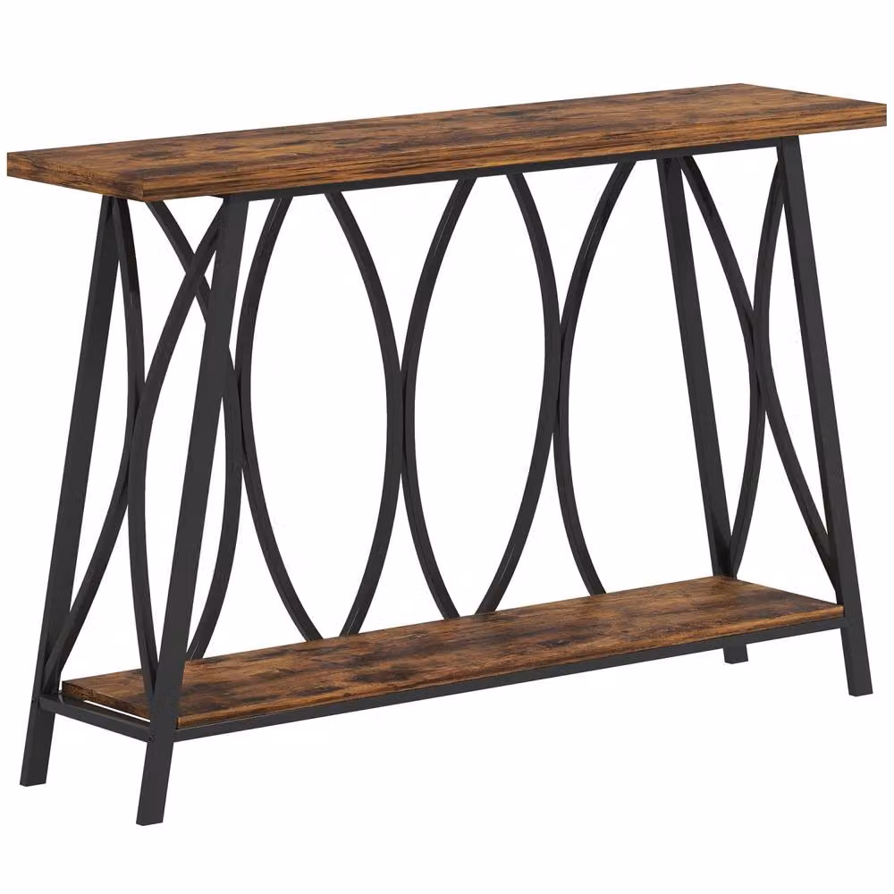 Wyld Haus Raneve Industrial 2 Tier Console Table, Brown and Black, W/D/H: 120 x 30 x 80 cm – 2