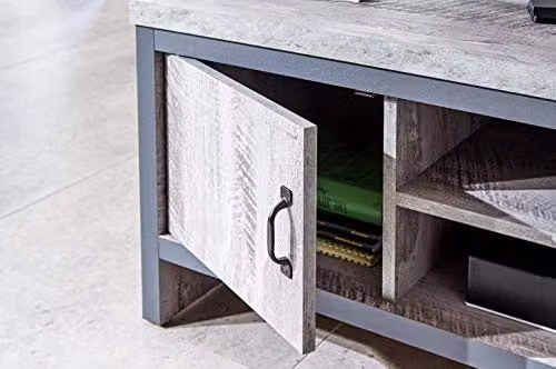 GFW Boston Industrial 2 Door TV Cabinet in Grey Wood Effect, W/D/H: 113.0 x 43.0 x 43.0 cm – 2