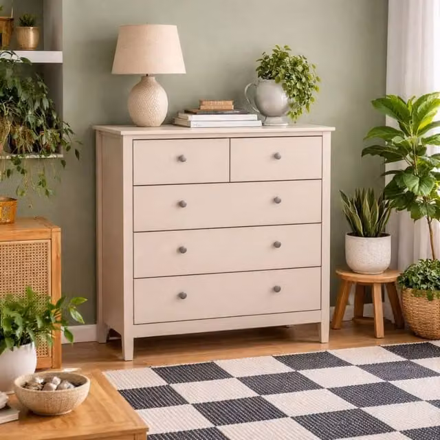 Wyld Haus Gossmere 5 Drawer Chest in Natural Cashmere and Cream