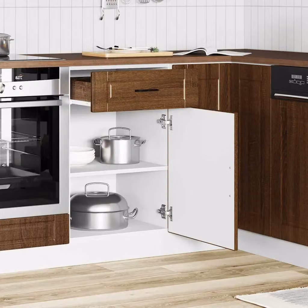 Berkfield Home Porto Kitchen Base Cabinet in Brown Oak Engineered Wood – 2