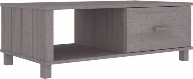 Berkfield Home HAMAR Coffee Table, Light Grey Solid Pine Wood, W/D/H: 100 x 55 x 35 cm – 1