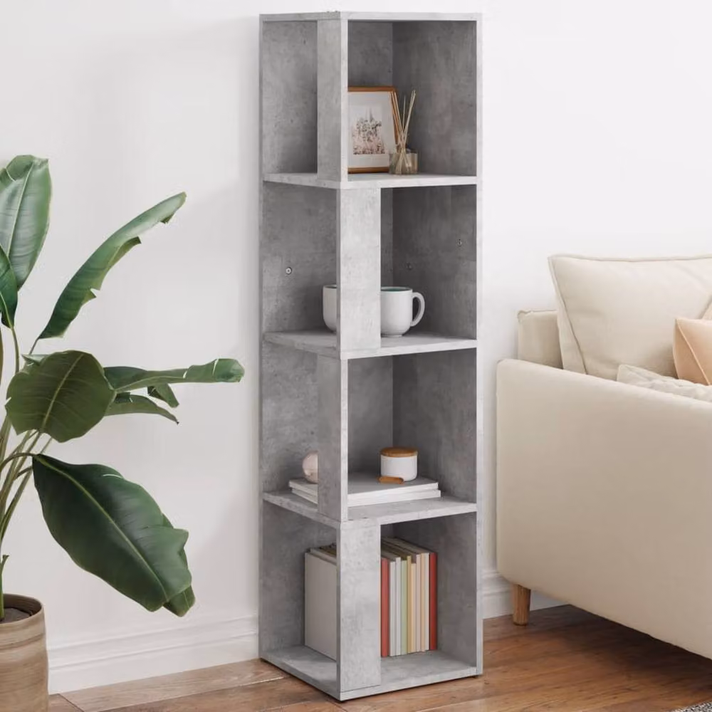 Berkfield Home Modern Corner Cabinet in Concrete Grey, W/D/H: 33 x 33 x 132 cm – 2