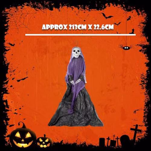 VFM e-Store 7ft Hanging Skeleton Halloween Decoration in Purple and Orange – 3