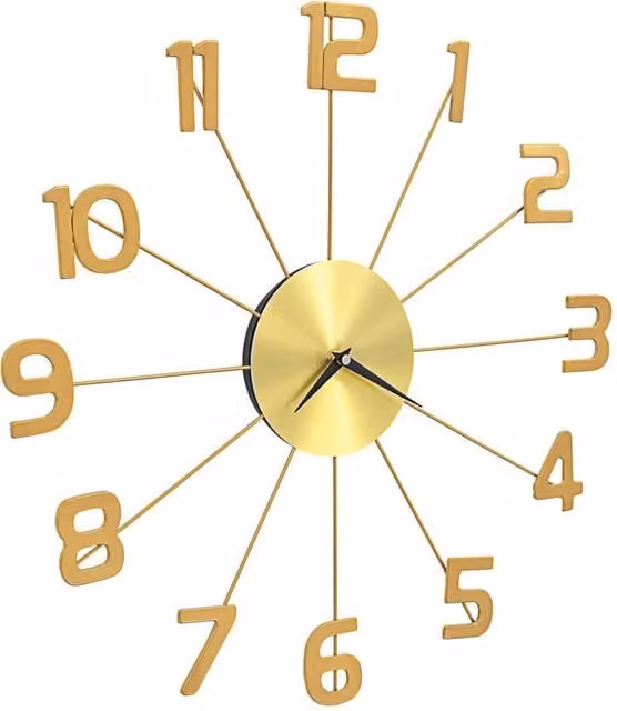 Berkfield Home Modern Round Metal Wall Clock in Gold, Diameter: 50 cm – 1
