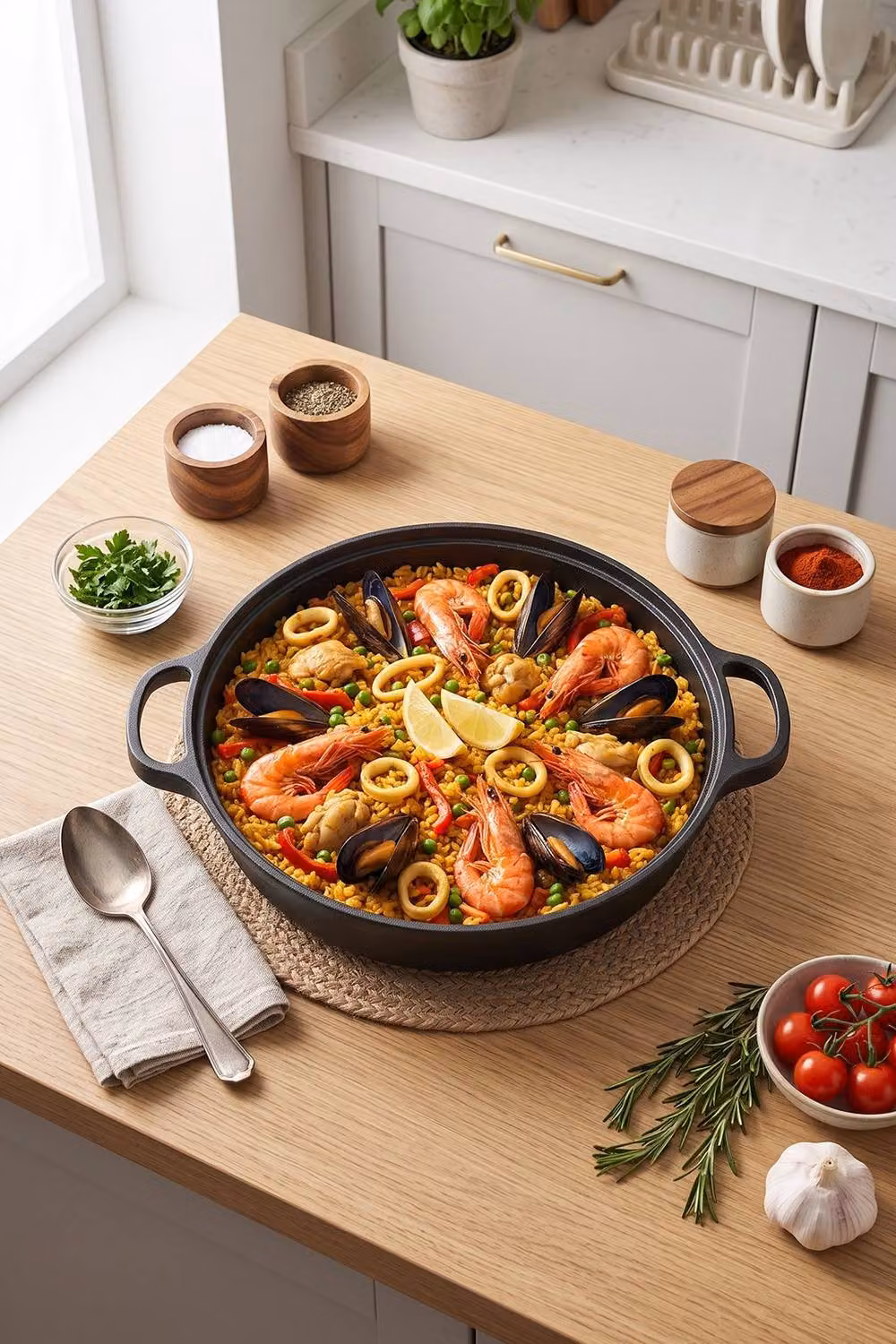 Living and Home 5.6L Dual-Handle Pre-Seasoned Round Cast Iron Braiser Pan in Black – 2