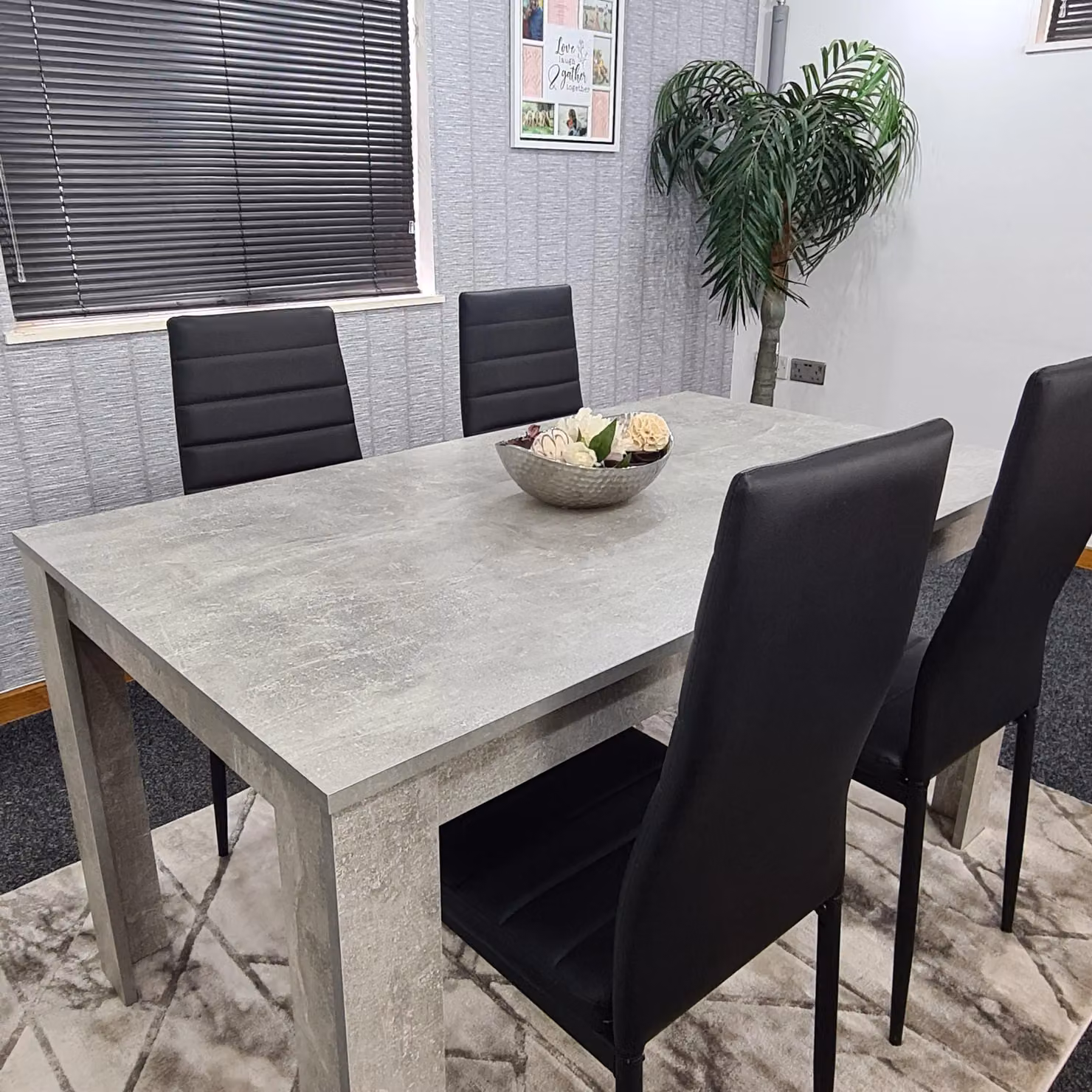 KOSY KOALA Modern Kitchen Dining Table and 4 Chairs Set in Grey and Black – 5