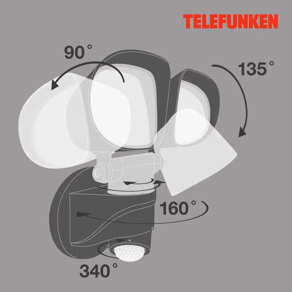 Telefunken Black LED Outdoor Wall Floodlight with Motion Sensor and Up/Down Lighting – 3