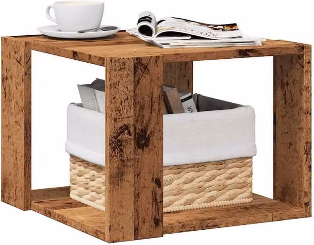 Berkfield Home Rustic Square Coffee Table in Brown, W/D/H: 40 x 40 x 30 cm