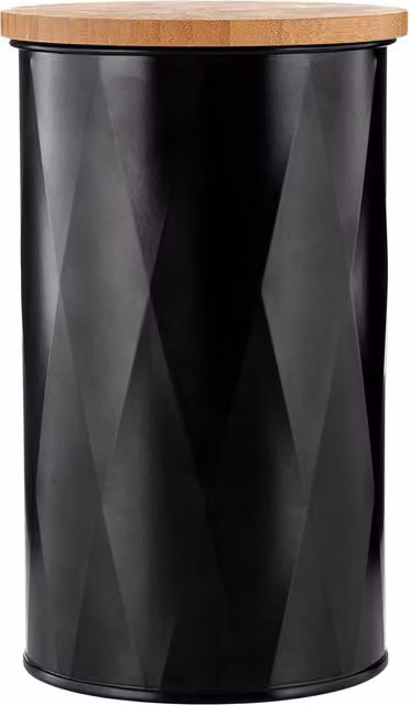 Orsina Black Geometric Airtight Metal Storage Canister with Bamboo Lid – 1