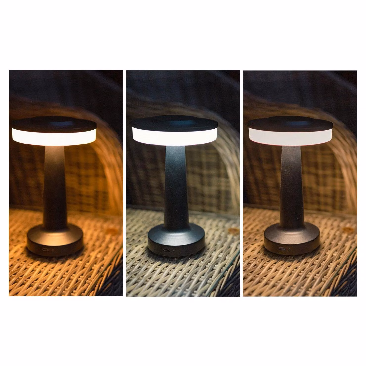 ValueLights Black LED Outdoor Table Lamp with Rechargeable Battery – 2