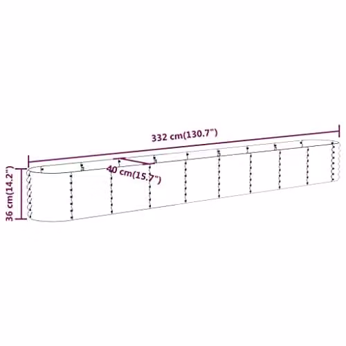 vidaXL Galvanised Steel Raised Garden Bed, Silver, W: 332 cm, D: 40 cm, H: 36 cm – 2
