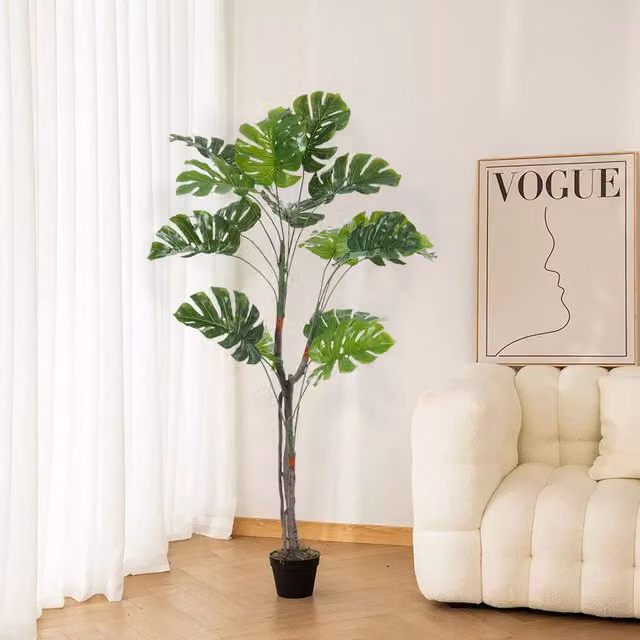 Breeins Artificial Monstera Deliciosa Tree in Pot, Green, Height: 170 cm