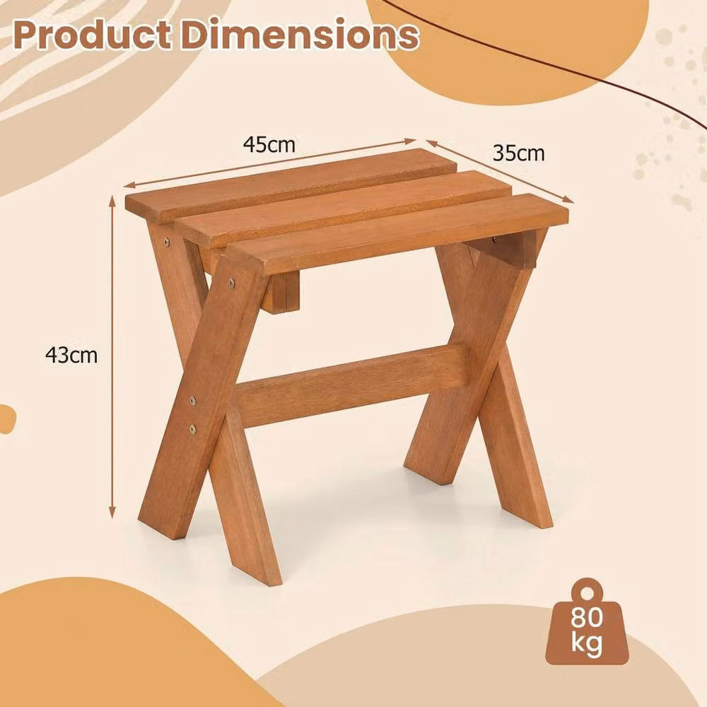 KORVIXA Brown Solid Wood Side Table and Flower Stand, H 100 cm x W 100 cm x D 80 cm – 2