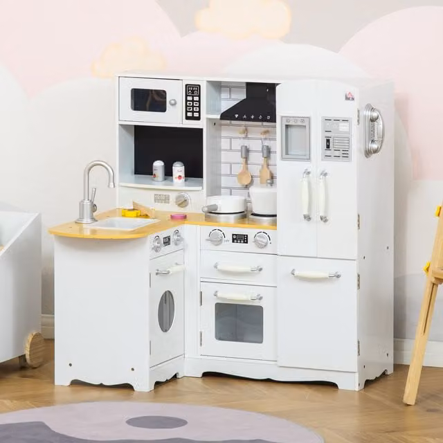 HOMCOM Kids Kitchen Playset 350-106 in White