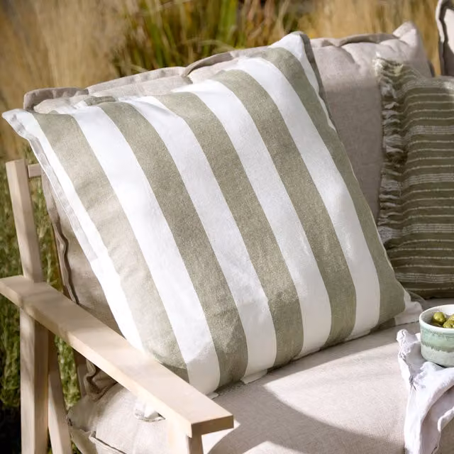 Make It A Home Hayle Striped Cotton Outdoor Cushion in Green