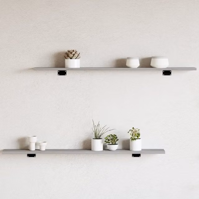 Berkfield Home Wall Mounted Shelves, 4 Piece Set, Grey Sonoma, W/D/H: 100 x 10 x 1.5 cm