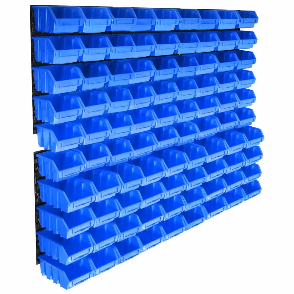 Berkfield Home 96 Piece Blue Wall Mounted Storage Bin Kit – 2