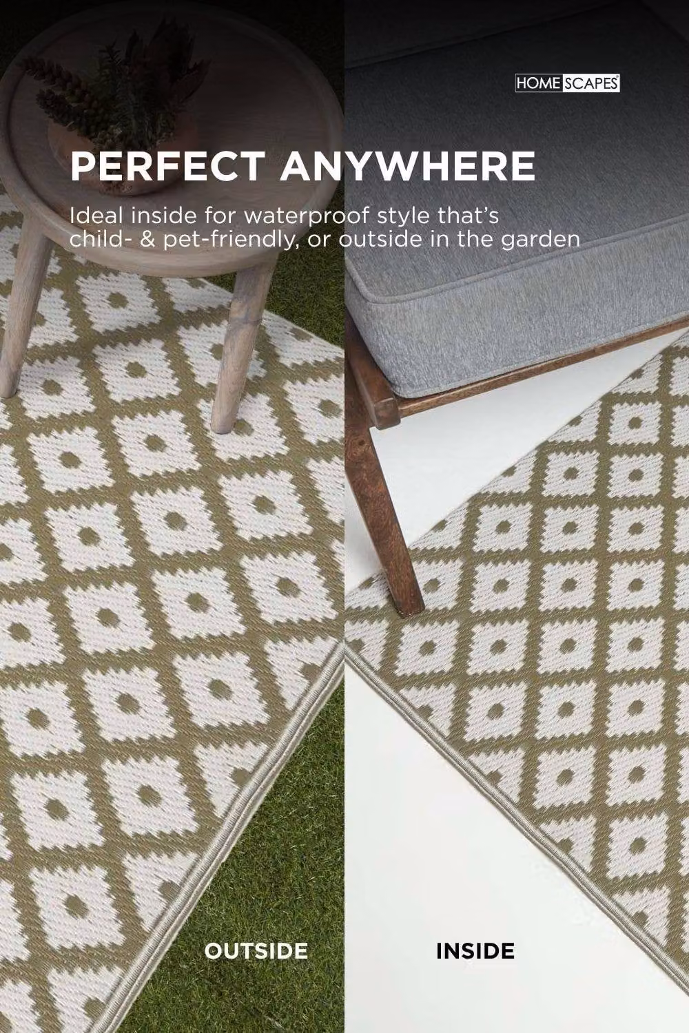 Homescapes Luxury Outdoor Rug in Green and White May Geometric Design, W/D: 240 x 300 cm – 5