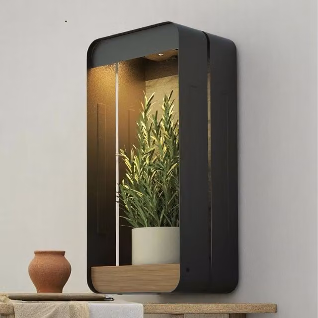 Summit Solar LED Garden Wall Planter Cube Shelf, Black, 35 x 35 x 11.7 cm