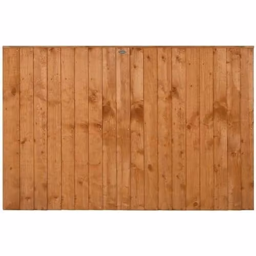 Forest Garden Brown Impregnated Wood Vertical Board Fence Panel, Pack of 4, H: 121.92 cm – 1