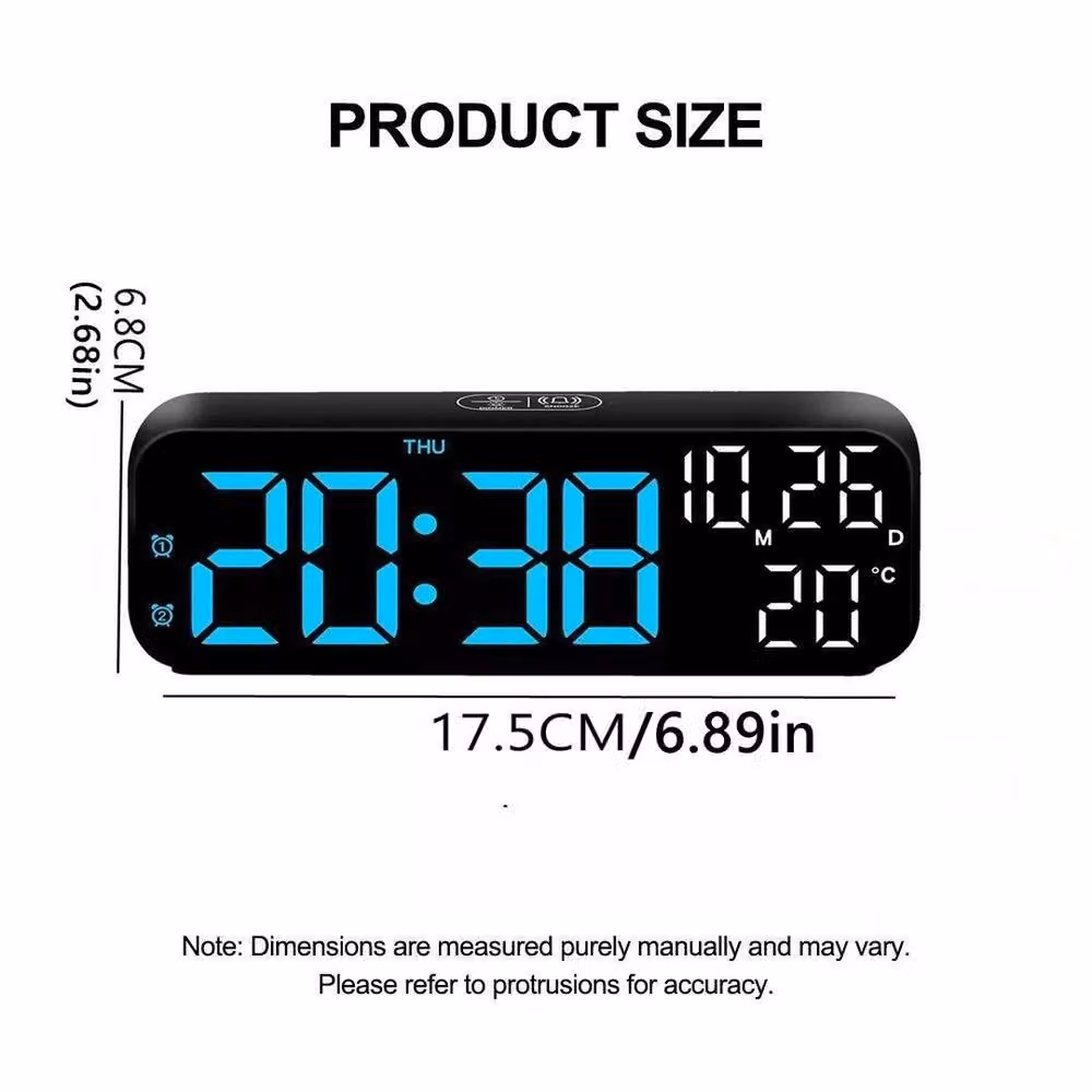 NESTLUNE LED Digital Alarm Clock in Black, W: 100 cm, H: 15 cm, D: 15 cm – 2