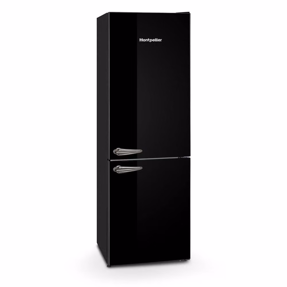 Montpellier Black Retro No Frost Freestanding Fridge Freezer with 395L Capacity and E Energy Rating, H: 207 cm, W: 59.5 cm, D: 60 cm – 2