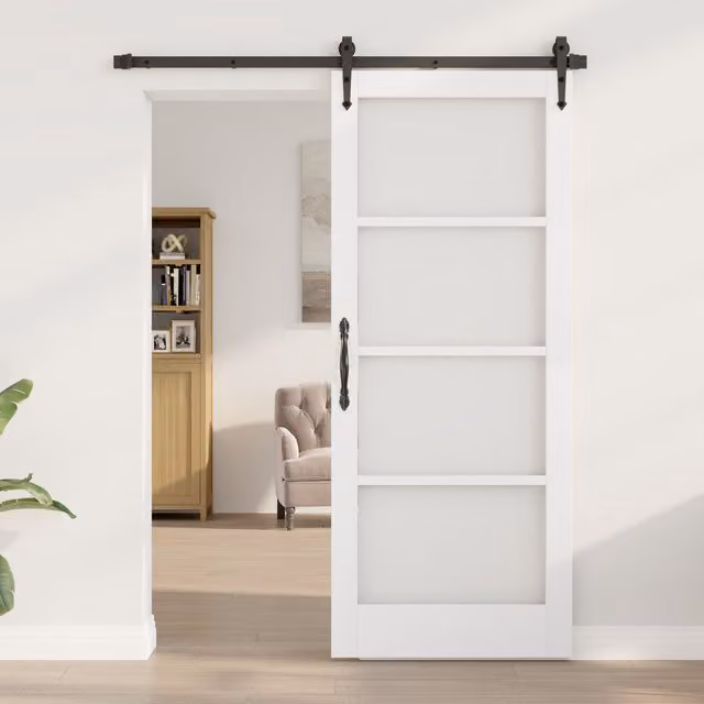 Berkfield Orkdal Modern Sliding Interior Door with Glass and Wood in White, W/D/H: 83 x 4 x 202 cm