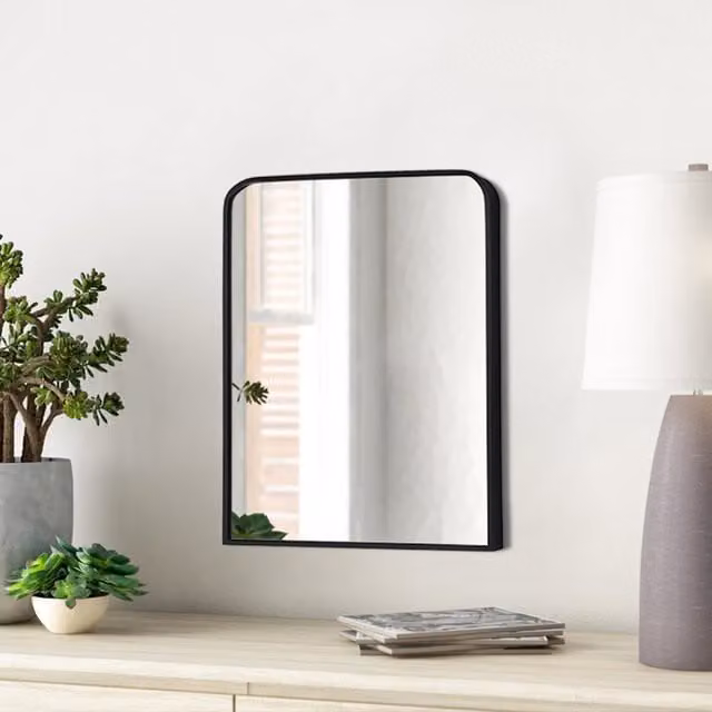 Livingandhome Modern Arched Wall Mirror in Black or White, Width: 50 cm