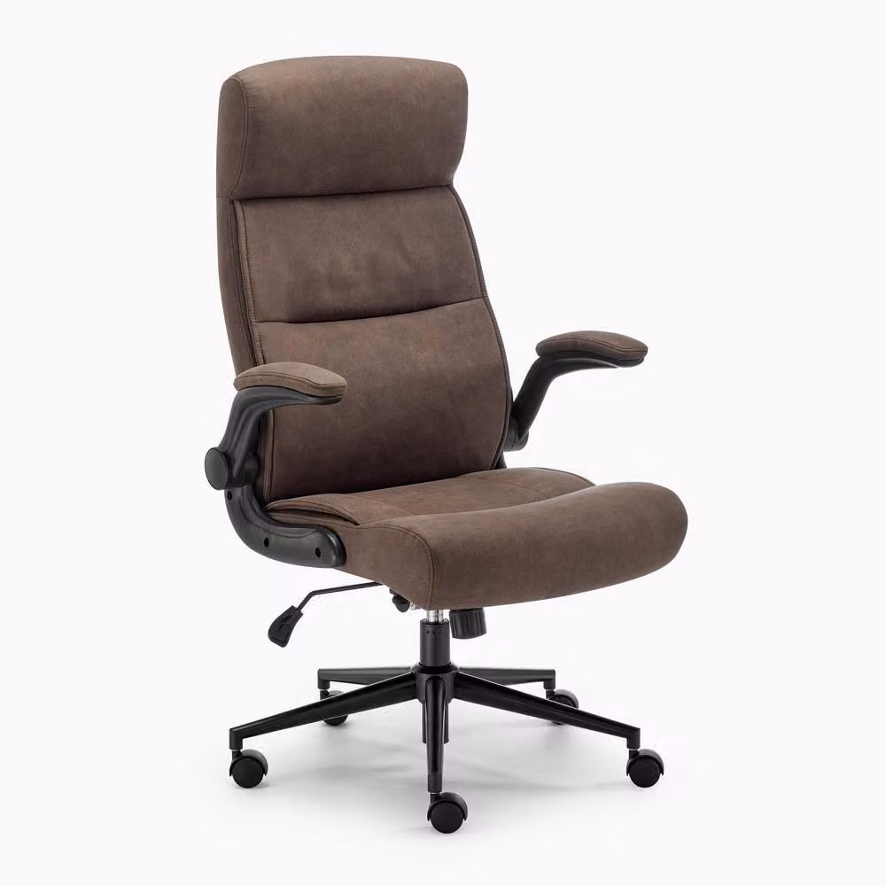 FurnitureboxUK Greer Brown Faux Leather Executive Swivel Office Chair – 2