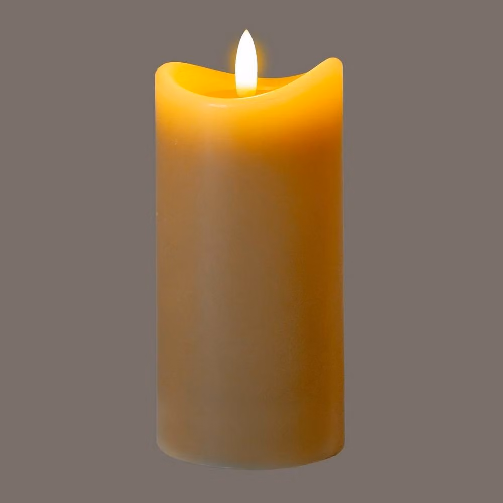 Lemon Pavilion Natural Glow Melted LED Pillar Candle, Beige, H7 x W7 x D7 cm – 2