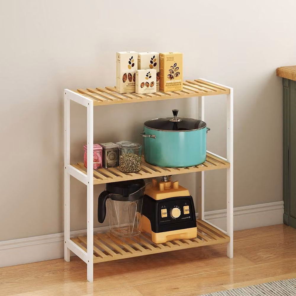 Levede 3-Tier Bamboo Shoe Rack and Storage Organiser in White – 2
