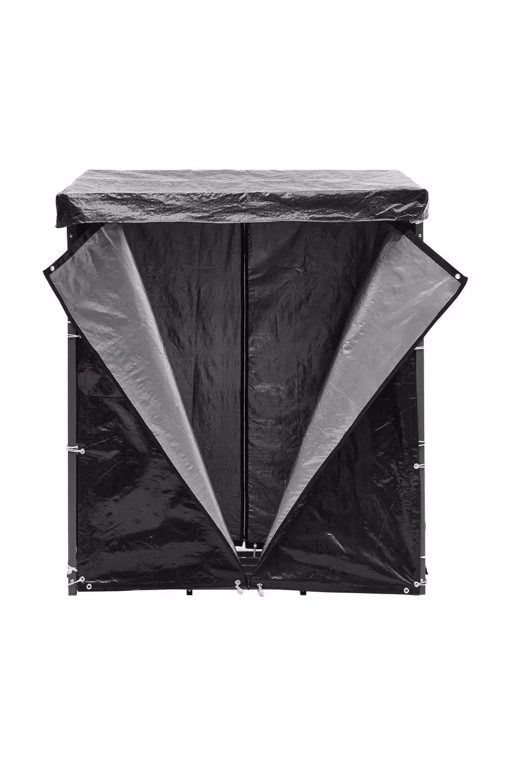 Garden Sanctuary Metal Tube Firewood Rack Outdoor Log Storage Shed with Roof, Black, W: 182.88 cm, D: 70.1 cm, H: 185.0 cm – 2