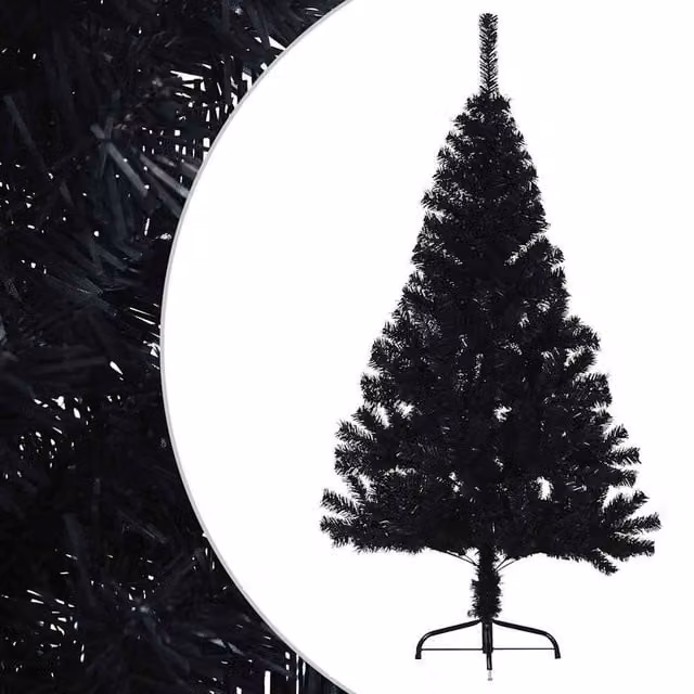 Berkfield Home Beautiful Artificial Half Christmas Tree with Stand, Black, Height: 150 cm