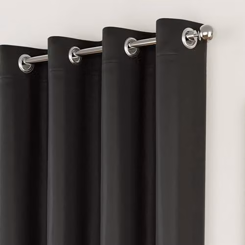 Enhanced Living Plain Supersoft Black Thermal Blockout Eyelet Curtains, W: 229 cm, H: 229 cm – 2