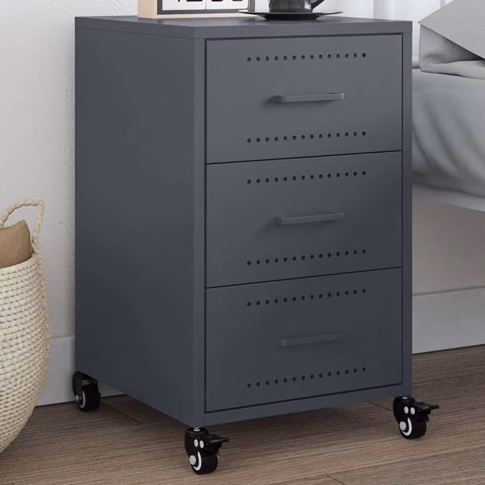 Berkfield Home Anthracite Metal Bedside Cabinet, W/D/H: 36 x 39 x 59 cm – 2