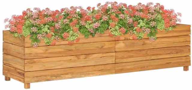Berkfield Home Raised Bed in Brown Solid Wood Teak and Steel, W/D/H: 150 x 40 x 38 cm – 1