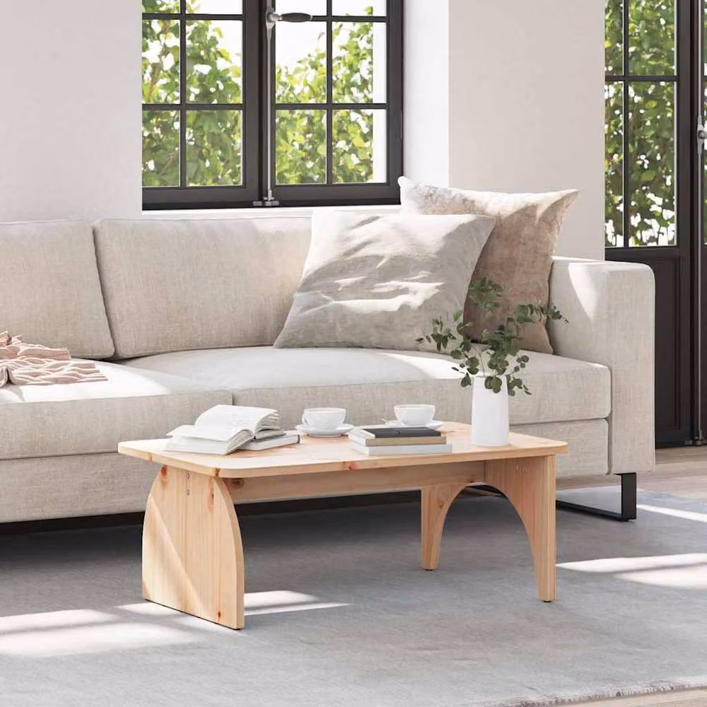Berkfield Home Natural Solid Pine Wood Coffee Table, W/D/H: 80 x 50 x 31 cm – 2