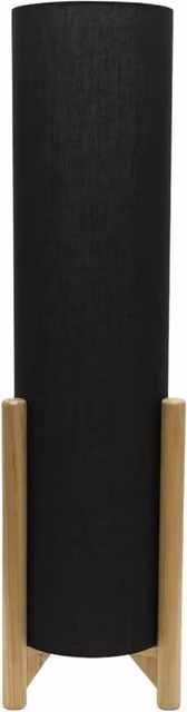 ValueLights Henry Grey Oak Effect Wooden Midi Floor Lamp with Cylinder Fabric Shade and LED Bulb