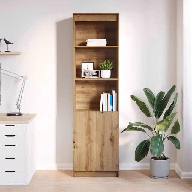 Berkfield Home Artisan Oak Highboard in Brown, W/D/H: 50 x 35 x 180 cm