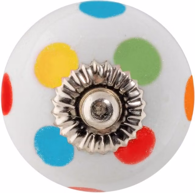 Nicola Spring Multicolour Polished Ceramic Round Cabinet Knob – 1