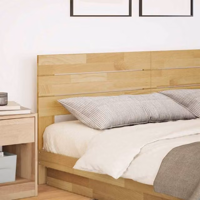 Berkfield Home Solid Oak Headboard in Brown with Integrated Lighting, 200 cm