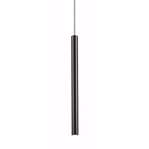 Zumaline Loya Modern LED Cylinder Pendant Ceiling Light in Black with Transparent Glass, 450 lm, 3000 K Warm White