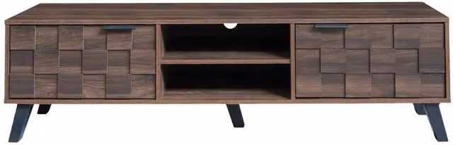 ERGOVEXA Minimalist Wood TV Cabinet in Brown with 2 Doors and Open Shelves, Width: 160 cm