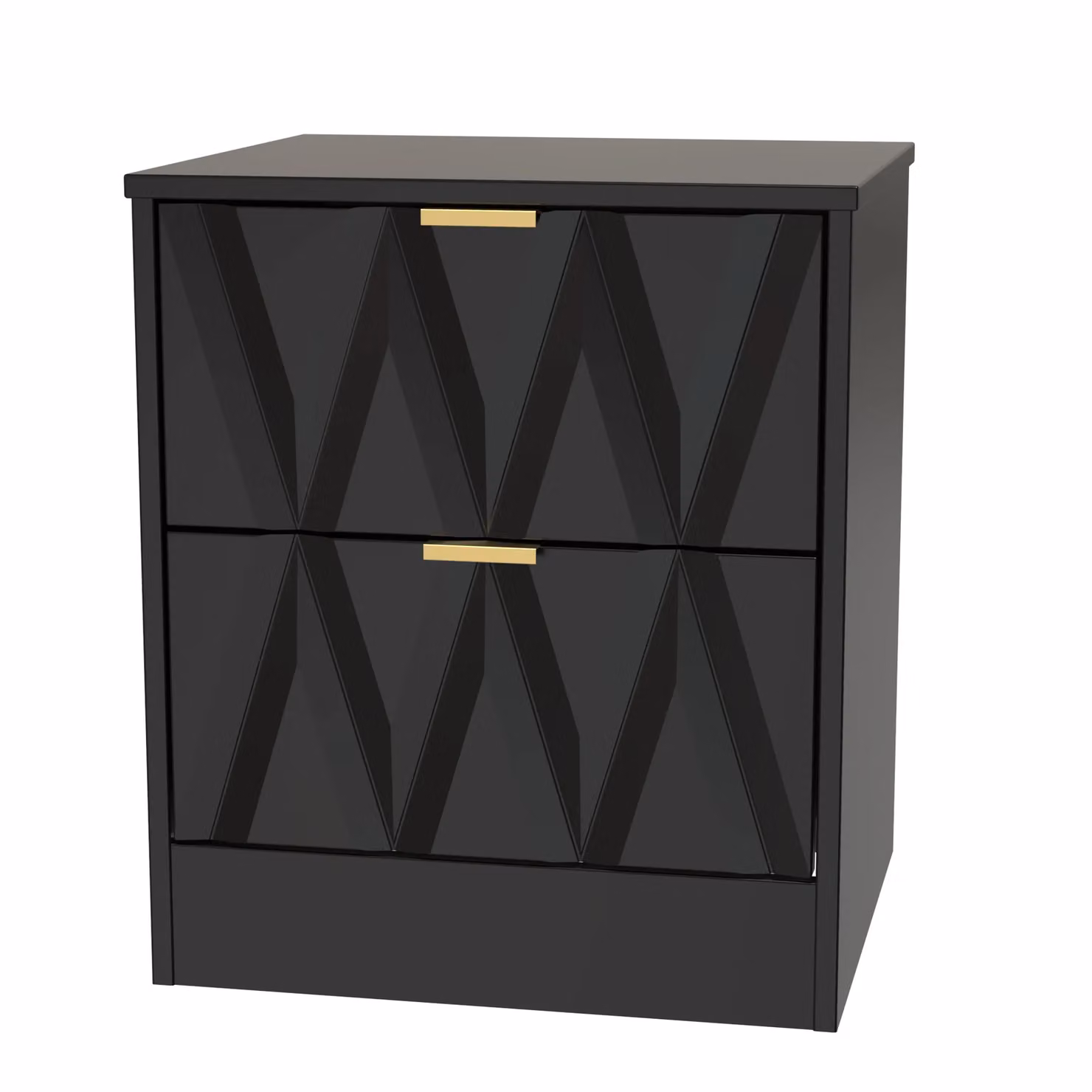 Ready Assembled 2 U Washington 2 Drawer Bedside Cabinet in True Black – 2