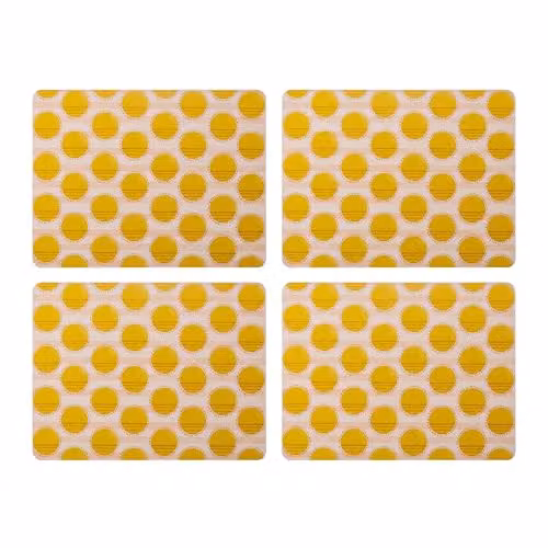 Creative Tops Set of 4 Yellow Dotted Rectangular Placemats with Cork Backing, W: 30 cm, D: 22 cm, H: 1.5 cm – 1